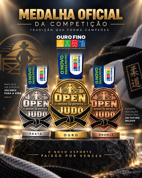 Medalhas oficiais ouro, prata e bronze da competição Open Menino da Porteira